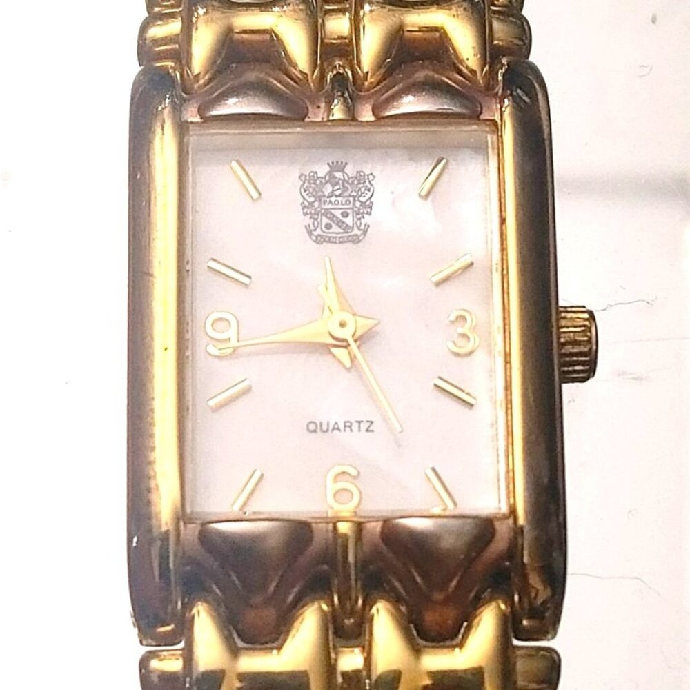 Vintage Paolo Gucci Quartz Watch Vintage Gold Tone Stainless Steel Caseback